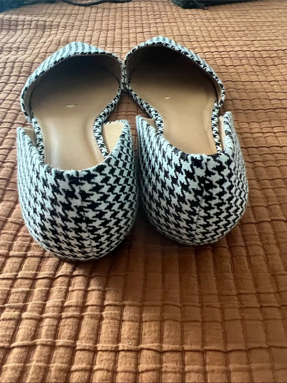 J. Crew Black & White Houndstooth Pointed D'Orsay Flats